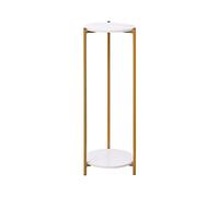 NICEME 90 cm Tall Plant Pot Stand Rack Corner Shelf, Cake Table Tall Side End Table for Living Room, Indoor, Marble-White, 2-Tier, Round