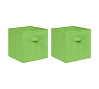 NICEME Foldable Boxes, Non-Woven Fabric Set, Drawers for Cube Storage Unit, 26.5x26.5x28 cm (Green, Set of 2)