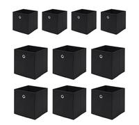 NICEME Foldable Cube Storage Unit Boxes, Clothes Drawers for Shelves, Non-Woven Fabric Storage Boxes Set, Eyelet,26.5x26.5x28 cm (Black,Set of 10)