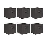 NICEME Foldable Cube Storage Unit Boxes, Non-Woven Fabric Storage Boxes Set, Clothes Drawers for Shelves, 26.5x26.5x28 cm (Dark Grey, Set of 6)