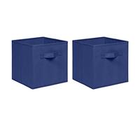 NICEME Foldable Cube Storage Unit Boxes, Non-Woven Fabric Storage Boxes Set, Clothes Drawers for Shelves, 26.5x26.5x28 cm (Navy, Set of 2)