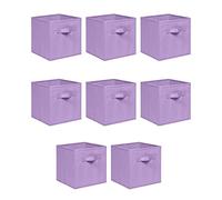 NICEME Foldable Cube Storage Unit Boxes, Non-Woven Fabric Storage Boxes Set, Clothes Drawers for Shelves, 26.5x26.5x28 cm (Light Purple, Set of 8)