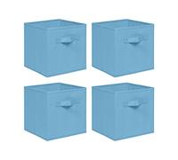 NICEME Foldable Cube Storage Unit Boxes, Non-Woven Fabric Storage Boxes Set, Clothes Drawers for Shelves, 26.5x26.5x28 cm (Light Blue, Set of 4)