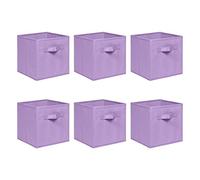 NICEME Foldable Cube Storage Unit Boxes, Non-Woven Fabric Storage Boxes Set, Clothes Drawers for Shelves, 26.5x26.5x28 cm (Light Purple, Set of 6)