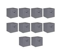 NICEME Foldable Cube Storage Unit Boxes, Non-Woven Fabric Storage Boxes Set, Clothes Drawers for Shelves, 26.5x26.5x28 cm (Grey, Set of 10)