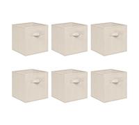 NICEME Foldable Cube Storage Unit Boxes, Non-Woven Fabric Storage Boxes Set, Clothes Drawers for Shelves, 26.5x26.5x28 cm (Beige/Cream, Set of 6)