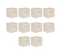 NICEME Foldable Cube Storage Unit Boxes, Non-Woven Fabric Storage Boxes Set, Clothes Drawers for Shelves, 26.5x26.5x28 cm (Beige/Cream, Set of 10)