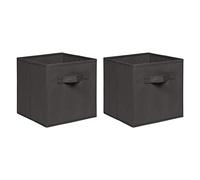 NICEME Foldable Cube Storage Unit Boxes, Non-Woven Fabric Storage Boxes Set, Clothes Drawers for Shelves, 26.5x26.5x28 cm (Dark Grey, Set of 2)