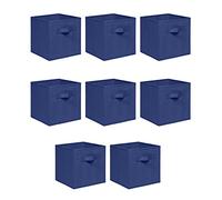 NICEME Foldable Cube Storage Unit Boxes, Non-Woven Fabric Storage Boxes Set, Clothes Drawers for Shelves, 26.5x26.5x28 cm (Navy, Set of 8)