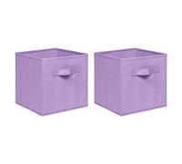 NICEME Foldable Cube Storage Unit Boxes, Non-Woven Fabric Storage Boxes Set, Clothes Drawers for Shelves, 26.5x26.5x28 cm (Light Purple, Set of 2)