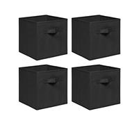 NICEME Foldable Cube Storage Unit Boxes, Non-Woven Fabric Storage Boxes Set, Clothes Drawers for Shelves, 26.5x26.5x28 cm (Black, Set of 4)