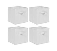 NICEME Foldable Cube Storage Unit Boxes, Non-Woven Fabric Storage Boxes Set, Clothes Drawers for Shelves, 26.5x26.5x28 cm (Off White, Set of 4)