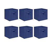 NICEME Foldable Cube Storage Unit Boxes, Non-Woven Fabric Storage Boxes Set, Clothes Drawers for Shelves, 26.5x26.5x28 cm (Navy, Set of 6)