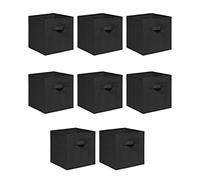 NICEME Foldable Cube Storage Unit Boxes, Non-Woven Fabric Storage Boxes Set, Clothes Drawers for Shelves, 26.5x26.5x28 cm (Black, Set of 8)