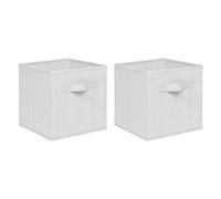 NICEME Foldable Cube Storage Unit Boxes, Non-Woven Fabric Storage Boxes Set, Clothes Drawers for Shelves, 26.5x26.5x28 cm (Off White, Set of 2)