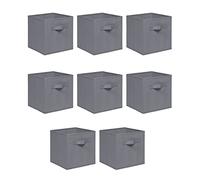 NICEME Foldable Cube Storage Unit Boxes, Non-Woven Fabric Storage Boxes Set, Clothes Drawers for Shelves, 26.5x26.5x28 cm (Grey, Set of 8)