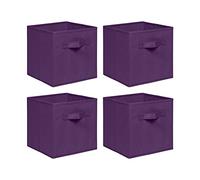 NICEME Foldable Cube Storage Unit Boxes, Non-Woven Fabric Storage Boxes Set, Clothes Drawers for Shelves, 26.5x26.5x28 cm (Dark Purple, Set of 4)
