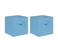 NICEME Foldable Cube Storage Unit Boxes, Non-Woven Fabric Storage Boxes Set, Clothes Drawers for Shelves, 26.5x26.5x28 cm (Light Blue, Set of 2)