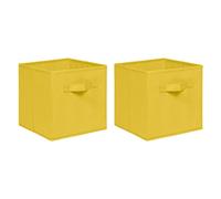 NICEME Foldable Cube Storage Unit Boxes, Non-Woven Fabric Storage Boxes Set, Clothes Drawers for Shelves, 26.5x26.5x28 cm (Bright Yellow, Set of 2)