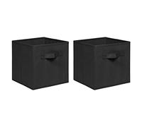 NICEME Foldable Cube Storage Unit Boxes, Non-Woven Fabric Storage Boxes Set, Clothes Drawers for Shelves, 26.5x26.5x28 cm (Black, Set of 2)