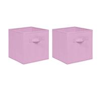 NICEME Foldable Cube Storage Unit Boxes, Non-Woven Fabric Storage Boxes Set, Clothes Drawers for Shelves, 26.5x26.5x28 cm (Pink, Set of 2)