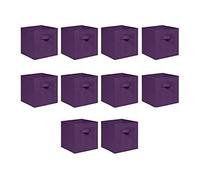 NICEME Foldable Cube Storage Unit Boxes, Non-Woven Fabric Storage Boxes Set, Clothes Drawers for Shelves, 26.5x26.5x28 cm (Dark Purple, Set of 10)