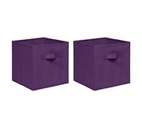 NICEME Foldable Cube Storage Unit Boxes, Non-Woven Fabric Storage Boxes Set, Clothes Drawers for Shelves, 26.5x26.5x28 cm (Dark Purple, Set of 2)