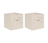 NICEME Foldable Storage Boxes,Non-Woven Fabric Storage Box Set of 2,Storage Drawers for Cube Storage Unit,26.5x26.5x28 cm (Strip Grip,Light Yellow)