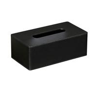 NICEME PU Leather Tissue Box, Rectangular Desktop Tissue Box, Tissue Dispenser for Office and Home, 25 x 14 x 10 cm, Black