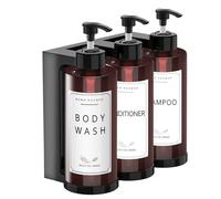 NICEME Soap Dispensers, Wall Mounted Shampoo Bottle Pump Dispenser, 300ml with Label, Suitable for Bathroom, Kitchen, or Hotel, Refillable for Lotions, Shower Gels, and Conditioners