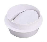Niceminiwall 100mm / 4 Inch Duct Connector with Flange and Backdraft Damper - Round PVC Ducting - Ventilation Pipe - Wall Plate-White PVC Round Grille(150mm)