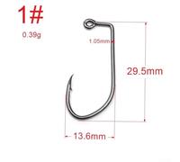 Niceminiwall 100pcs V Bend 90 Degree Aberdeen Offset Jig Fly Tying Hooks, Strong Wire Metal Fishing Hooks with Black Nickel Plating for Freshwater Saltwater Angling,(1#)