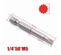 Niceminiwall 12 Point Screwdriver Bit Set 50mm Alloy Steel Magnetic 6.35mm Hex Shank Compatible with -Sizes for and Manual Screwdrivers Air Drills and(M5)