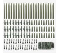 Niceminiwall 120pcs Carp Fishing Tackle Set Safety Leader-Clip Quick Change Swivel Anti-Tangle Sleeve Kit for Pulley Rigs Portland Rigs(Green)