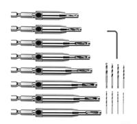 Niceminiwall 17 Piece HSS Self Centering Hinge Drill Bit Set With Automatic Positioning Center for Door Cabinet Pilot Holes Woodworking Tool Kit