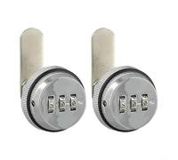 Niceminiwall 2-Piece 3-Digit Combination Lock Set for Mailbox, Filing Cabinet, Drawer and Locker with 25mm Zinc Alloy Construction and Customizable Password(Silver)