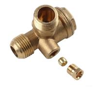 Niceminiwall 20mm 3-Port Brass Check Valve Connector for Air Compressor with Male Threaded Connections and Lock Cylinder Screw