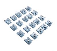 Niceminiwall 20Pcs Metal Car License Plate Fastener Buckles with 6mm Nut U-Type Clips Retainers, Lasting Silver Fixing Clamps for Vehicle Number Plate Mounting on Doors,