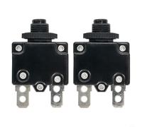 Niceminiwall 2pcs Circuit Breaker Overload Protectors AC15A for Air Compressor and Tools, 15A 250V 32V DC Bimetal Thermal Trip Switch, Black Plastic Housing,