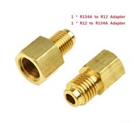Niceminiwall 2PCS R12 to R134a and R134a to R12 Adapter Kit with /4 Female Flare and /2 For Acme Male Threads for Car Air Conditioning Systems Automotive Brass Connectors