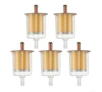 Niceminiwall 3/8" In-Line Fuel Filter with Transparent Plastic Shell and Brass Ends - 5 Pack Compatible with Tractors, Cars, Trucks, Motorcycles and Other Powered