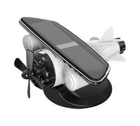 Niceminiwall 360° Automatic Rotation Solar Powered Aircraft Dashboard Decoration, ABS Airplane Model Ornament for Car Interior Center Console or Home Office Decor, Sunlight(White)