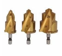 Niceminiwall 3pcs Hex Spiral Countersink Drill Bit with 6.35mm Hexagonal Shank for Water Pipe Expansion Punching 15-31mm Size Range, for Lasting for HSS Construction for Plumbing