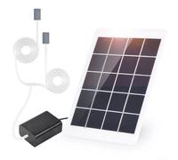 Niceminiwall 3W 5V Solar Panel Oxygen Pump Kit with Dual Air Stones for for Aquarium and Fish Tank Aeration, USB Charging Port for for Outdoor Fishing, Camping and Backup Power