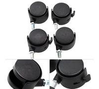 Niceminiwall 4 Pcs Black Furniture Caster Wheels with Brake and Swivel, Replacement Chair Castors with M8 Threaded Stem, 39mm Diameter Metal and Plastic Wheels for for Coffee