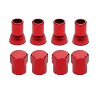 Niceminiwall 4-Piece Set of Red Aluminum Alloy Tire Valve Stem and Sleeve Covers for Car Wheels with Fit for Left, Right, Front and Rear Vehicle Placement
