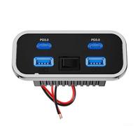 Niceminiwall 4 Port Car USB Socket Charger 12V 24V With Dual PD3 0 And Dual Quick Charge Ports 76W Adapter Compatible With Cars, RVs, Trucks, And Motorcycles(with-switch)