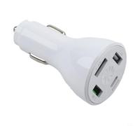 Niceminiwall 4-Port USB Car Charger Adapter with USB-C PD and QC Fast Charging, Compatible with Multiple Devices and Protocols, Intelligent Safety Protection, DC 12V-24V(White)