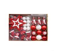 Niceminiwall 47 Pcs Babubles - 3/4/6cm Pink/White Christmas Balls Decor Shatterproof Tree Baubles - Treetop Star Hanging Snowflakes Pedant Balls Set W/String(Red)