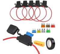 Niceminiwall 5pcs Standard Inline Fuse Holder 12AWG with 16AWG Wire for ATO ATC Blade Fuses 5A to 30A, for Tin-Plated Copper, Waterproof Rubber Cap, Includes Assorted Fuses and